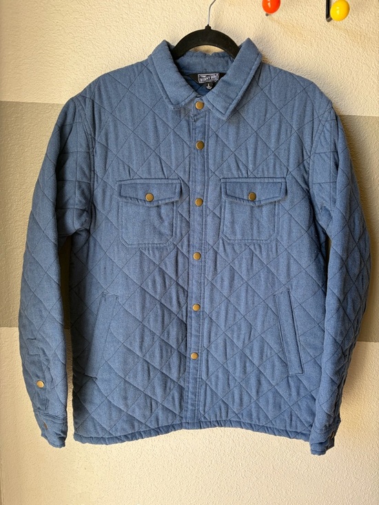 Benny Gold Other - Benny Gold Men’s Large Blue Quilted Jacket Shacket Snap Pockets Collared Lined